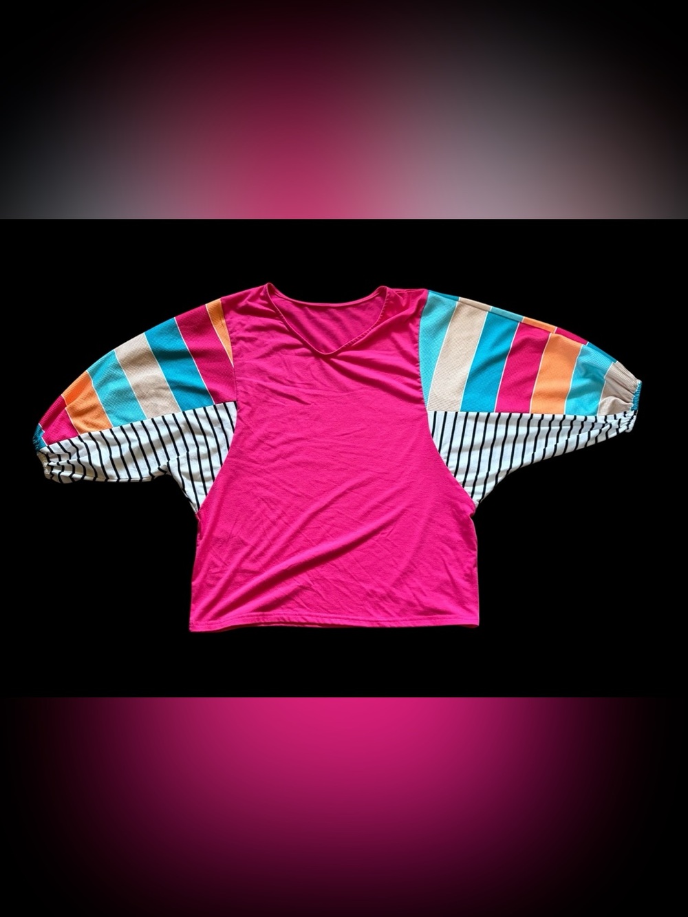 Poppin with Colorblock Pink Top-Vintage